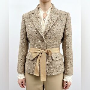 J CREW Robert Noble Scottish Wool Tweed Blazer Jacket in Gold Cream
